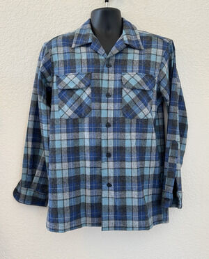 Pendleton Original Board Shirt Mens S Loop Collar Plaid Wool Flannel